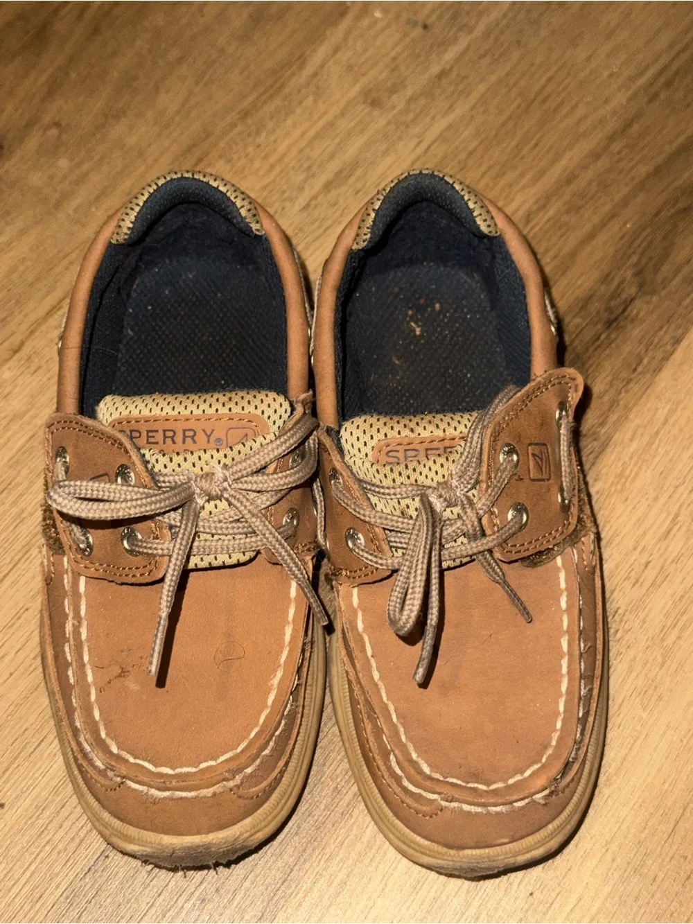 Kids Brown Leather Sperry Boat Shoes -
